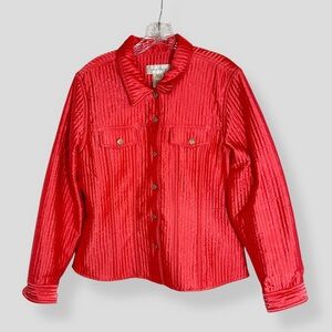 Susan Bristol Size Large Coral Snap Button Quilted Lightweight Jacket Casual